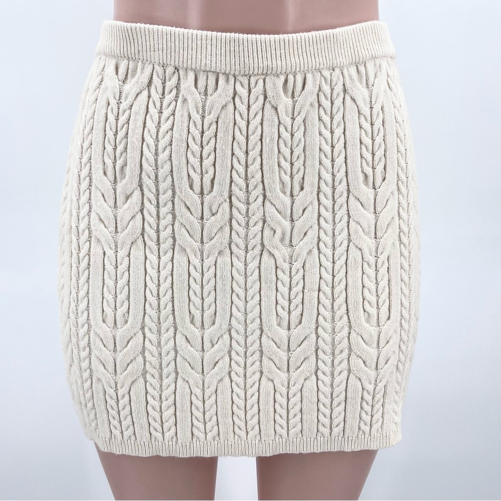 NWT Edit by Nine Cream Cable Knit Sweater Mini Skirt Size Large